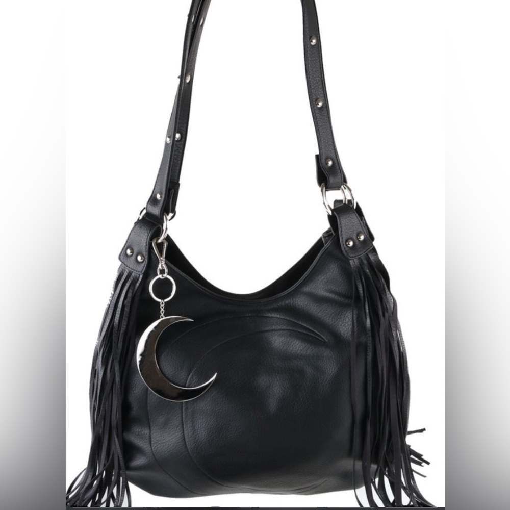 Kill star Janis moon fringe bag with large metal moon keychain 🌙